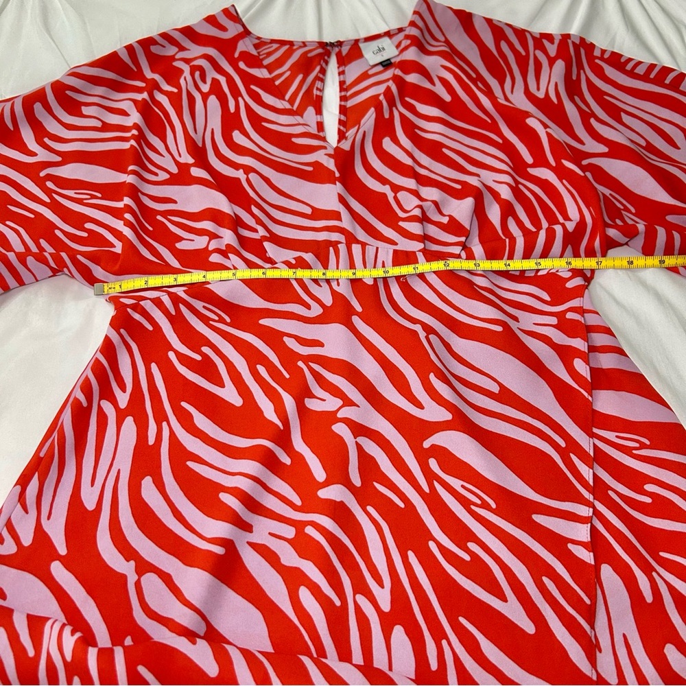 Cabi Saunter Dress Red & Lavender Maxi Empire Waist V-Neck Flutter Sleeve Sz S - Picture 10 of 16